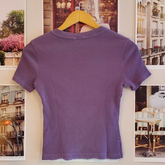 Vintage 90s Peace X Piece Elements Ribbed Top - Picture 2 of 6